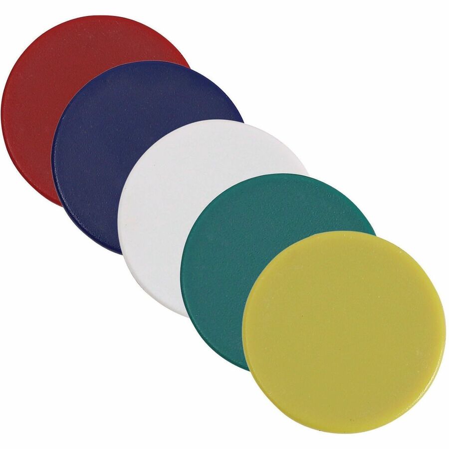 Universal Board Magnet - Circle - Heavy Duty - 30 / Pack - Assorted, Blue, Green, Red, White, Yellow