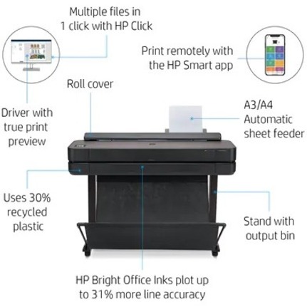 HP Designjet T630 Inkjet Large Format Printer - 36" Print Width - Color