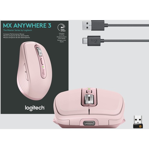Logitech MX Anywhere 3 - Darkfield - Wireless - Rose