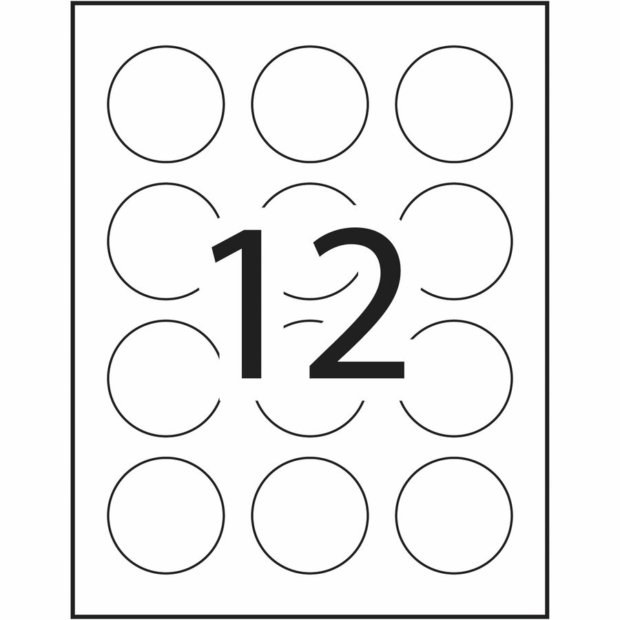 Étiquettes rondes blanches 2" de diam&egrave;tre, adh&eacute;sif permanent, pour imprimantes laser et jet d'encre