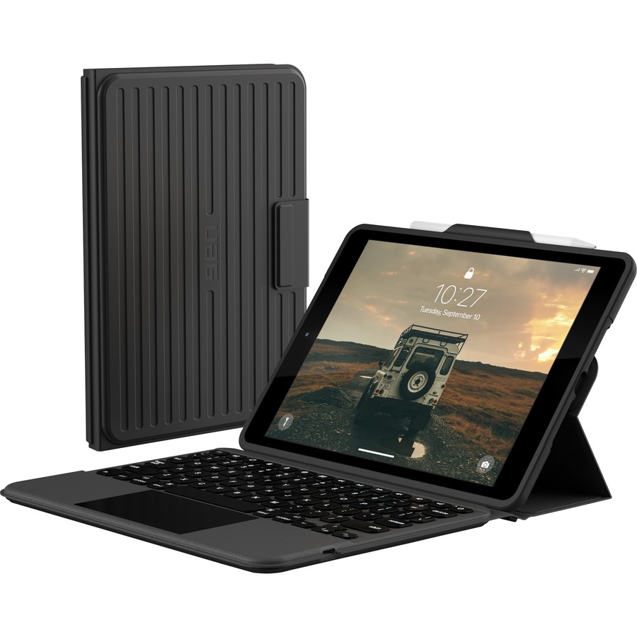 Urban Armor Gear Rugged Keyboard/Cover Case (Folio) for 10.2" Apple iPad (9th Generation) Tablet - Ash, Black