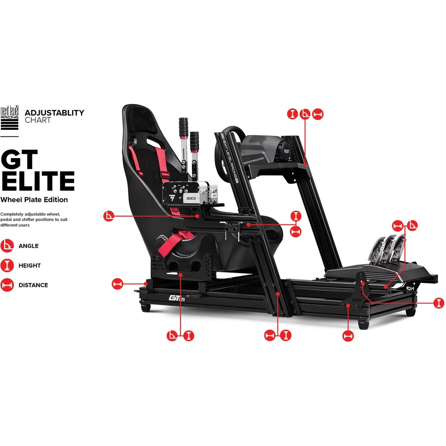 Next Level Racing GTElite Racing Simulator Cockpit- Wheel Plate Edition - Carbon, Steel