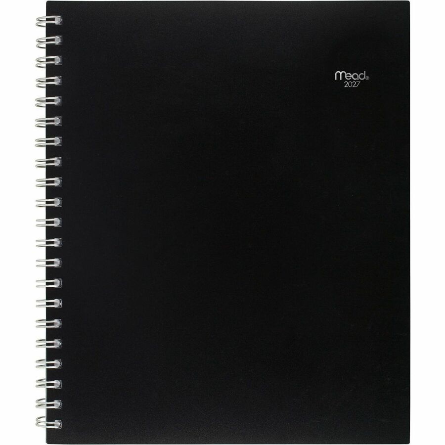 Mead Basic Weekly Monthly Planner, Black, Large, 8 1/2" x 11" - Large - Weekly, Monthly - 15 Month - October 2025 to December 2026 - 1 Week, 1 Month Double Page Layout - 8 1/2" x 11" Sheet Size - Twin Wire - Black - Poly - Black Cover - 1 Each