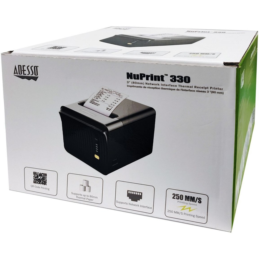 Imprimante thermique directe NuPrint NuPrint 330 Bureau - Monochrome - Impression de Re&ccedil;u - USB - S&eacute;rie - NoirAdesso