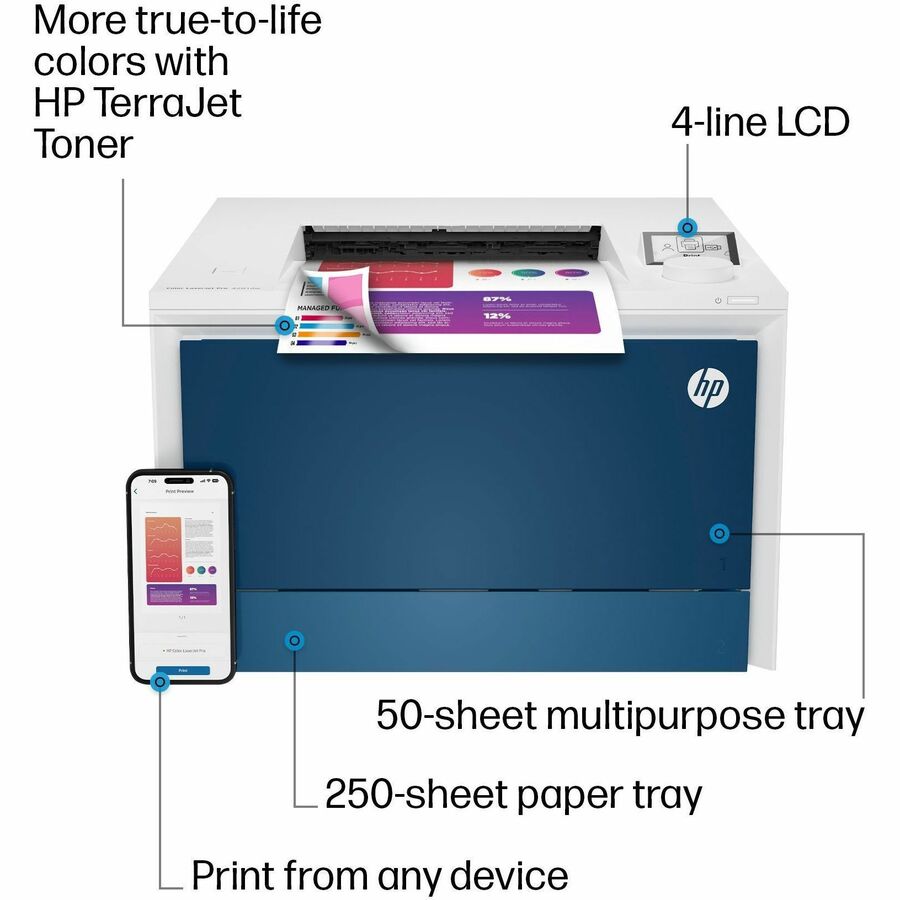 HP LaserJet Pro 4201dw Wireless Laser Printer - Color