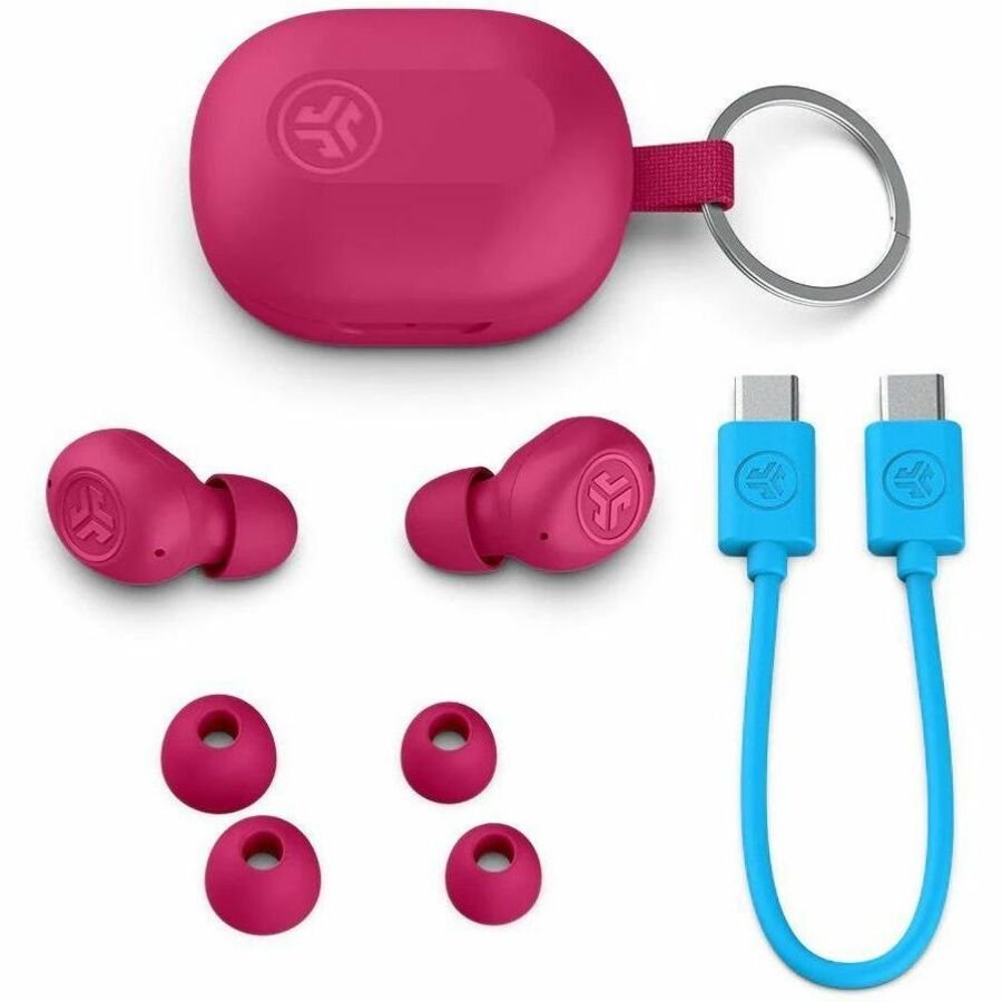 JLab JBuds Mini true wireless earbuds in pink with compact charging case — alternate view 8