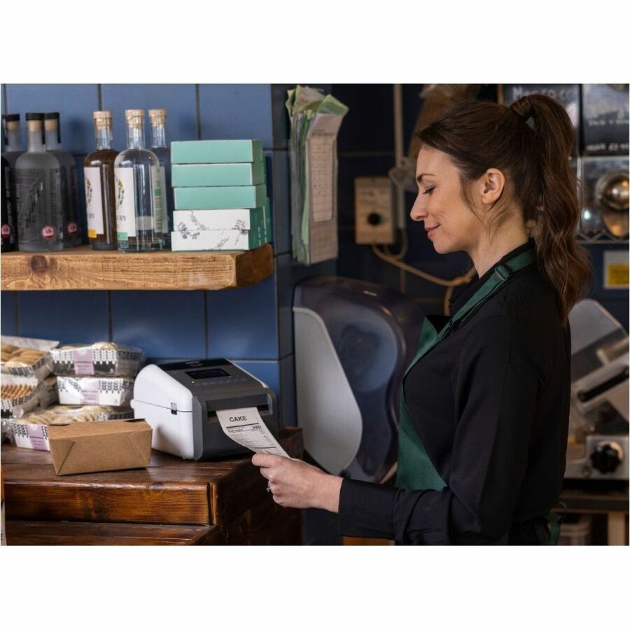 Brother TD-4550DNWBFC Desktop Direct Thermal Printer - Monochrome - Label Print - Fast Ethernet - USB - USB Host - Serial - Bluetooth 4.2 - IEEE 802.11a/b/g/n Wireless LAN - With Cutter