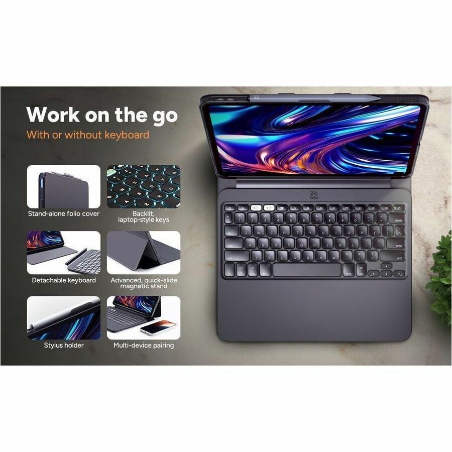 ZAGG - Étui pour clavier/housse Pro Keys 2 (Folio) pour 10,9 po à 11 po Apple iPad Air (4e g&eacute;n&eacute;ration), iPad Air (5&egrave;me g&eacute;n&eacute;ration) Tablette - Noir