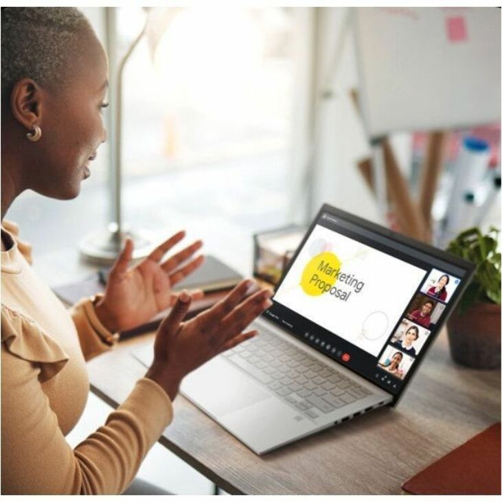 ASUS Chromebook Plus Enterprise silver laptop with 14-inch WQXGA display, Intel Core Ultra 5 115U, 8 GB RAM, and 256 GB SSD — alternate view 8