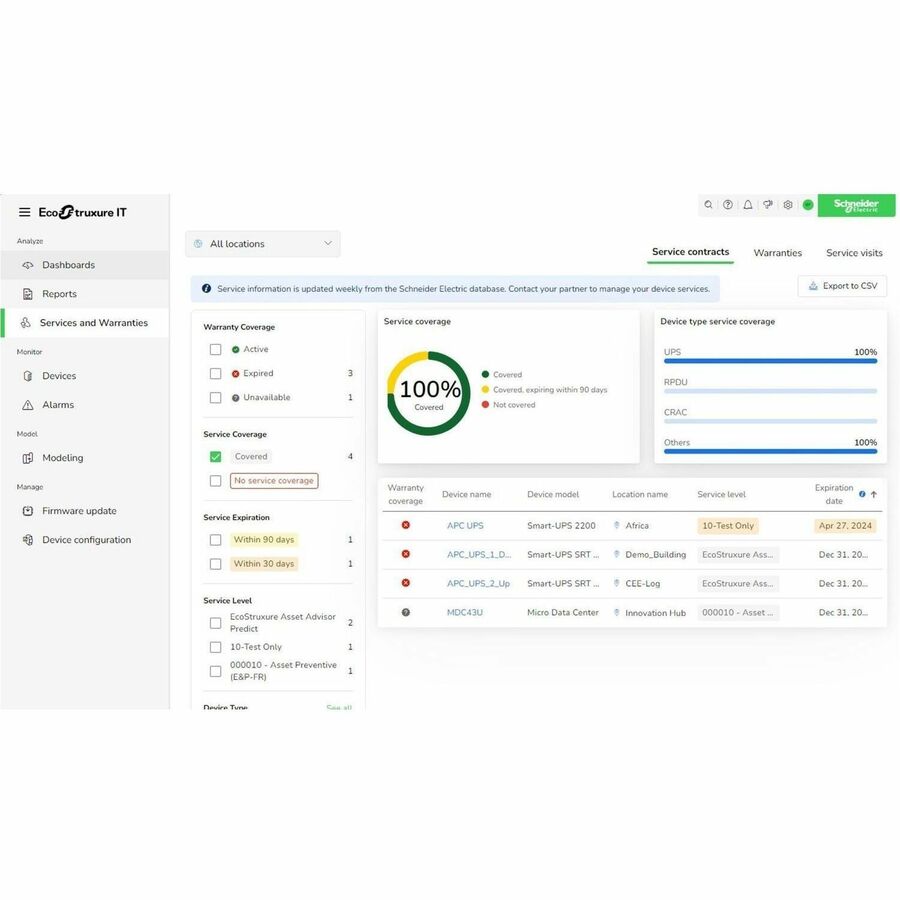 Subscription, Ecostruxure IT Expert, 3 years, 100 nodes, Digital, Remote monitoring and management of Data Centers.