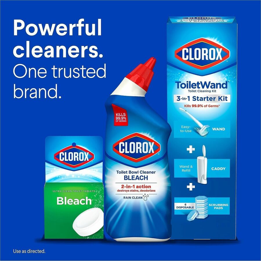 Clorox Toilet Bowl Cleaner with Bleach - For Toilet, Toilet Bowl - 24 fl oz (0.8 quart) - Rain Clean Scent - Recommended For: Stain Remover, Odor Remover, Bacteria Remover, Germs Remover, Mold Remover, Mildew Remover - Deodorize, Disinfectant, Phosphorous