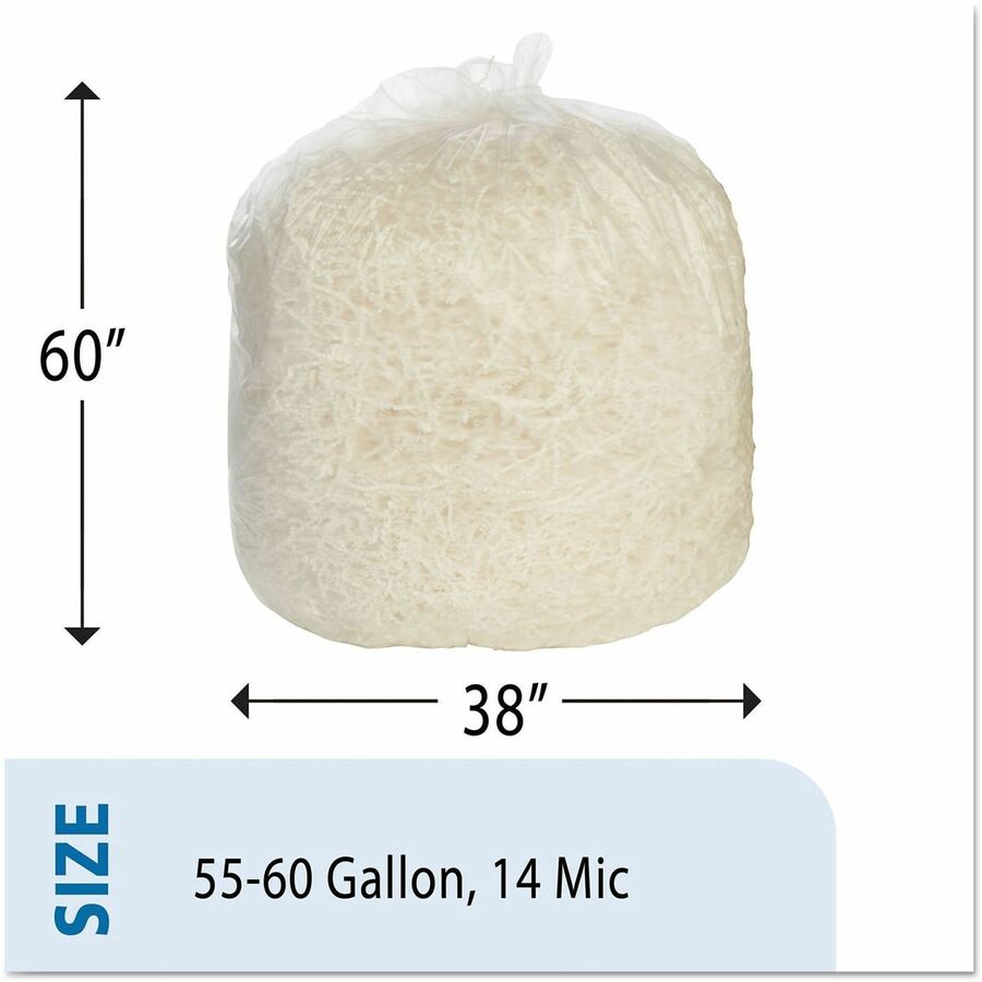 NSN5171347 - Trash bags are designed for use in soft refuse applications. Ideal for office, kitchen and bathroom applications. The high molecular weight of the high-density polyethylene resin produces an economical liner that is approximately 1/3 the weight of traditional can liners. The use of fewer raw materials returns less plastic to our environment. Trash bags also offer great load-bearing capabilities. 