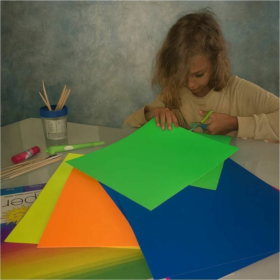 Royal Brites 2-Sided Project Paper Neon Assortment - Craft, Project, Cutting, Shaping, Poster, Classroom, Party, Decoration, Student, Display, DIY Project, ... - 11" x 14" - Matte Texture - Assorted Neon - Paper - 12 / Carton