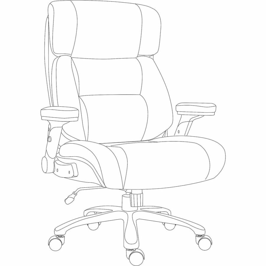 Lorell Big & Tall Flip Arm Chair - Mesh, Vinyl Back Material - Plastic Frame Material - Black - Armrest
