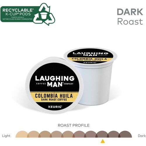 Laughing Man Colombia Huila K-Cup Pods, Dark Roast, 22/Box