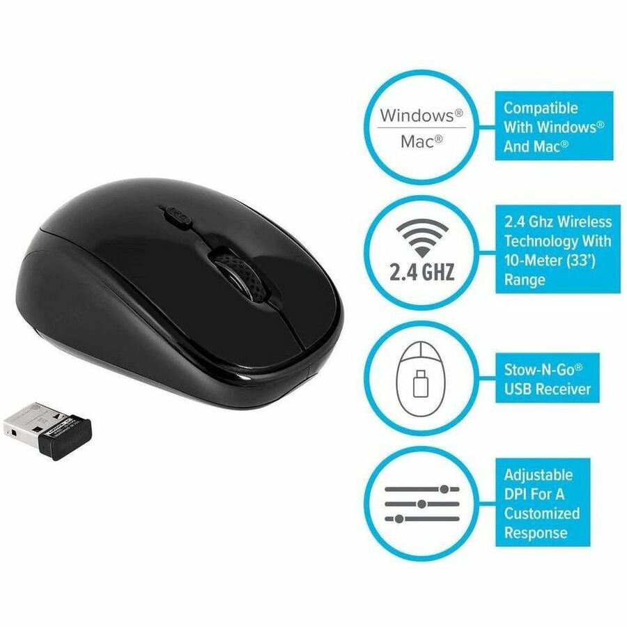 Targus Wireless Optical Mouse - Optical - USB - Black, Gray