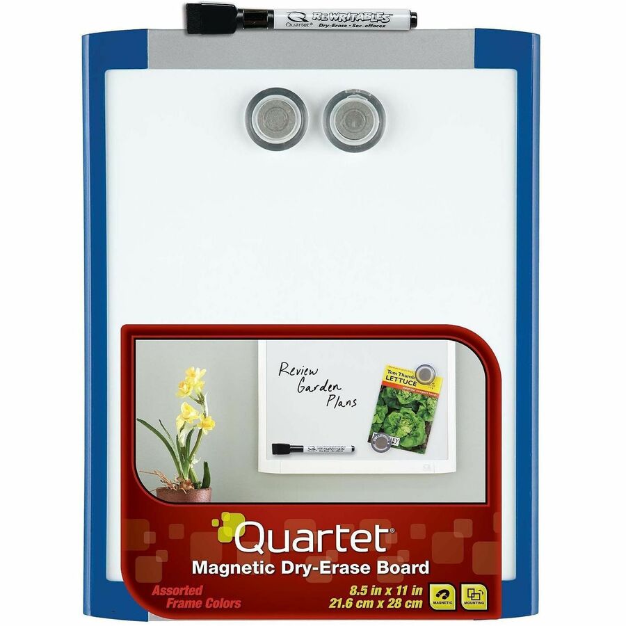 Quartet Decorative Dry-erase Whiteboard - 11" (0.9 ft) Width x 8.5" (0.7 ft) Height - White Stainless Steel Surface - Assorted Plastic Frame - Rectangle - Magnetic - Stain Resistant - 1 Each