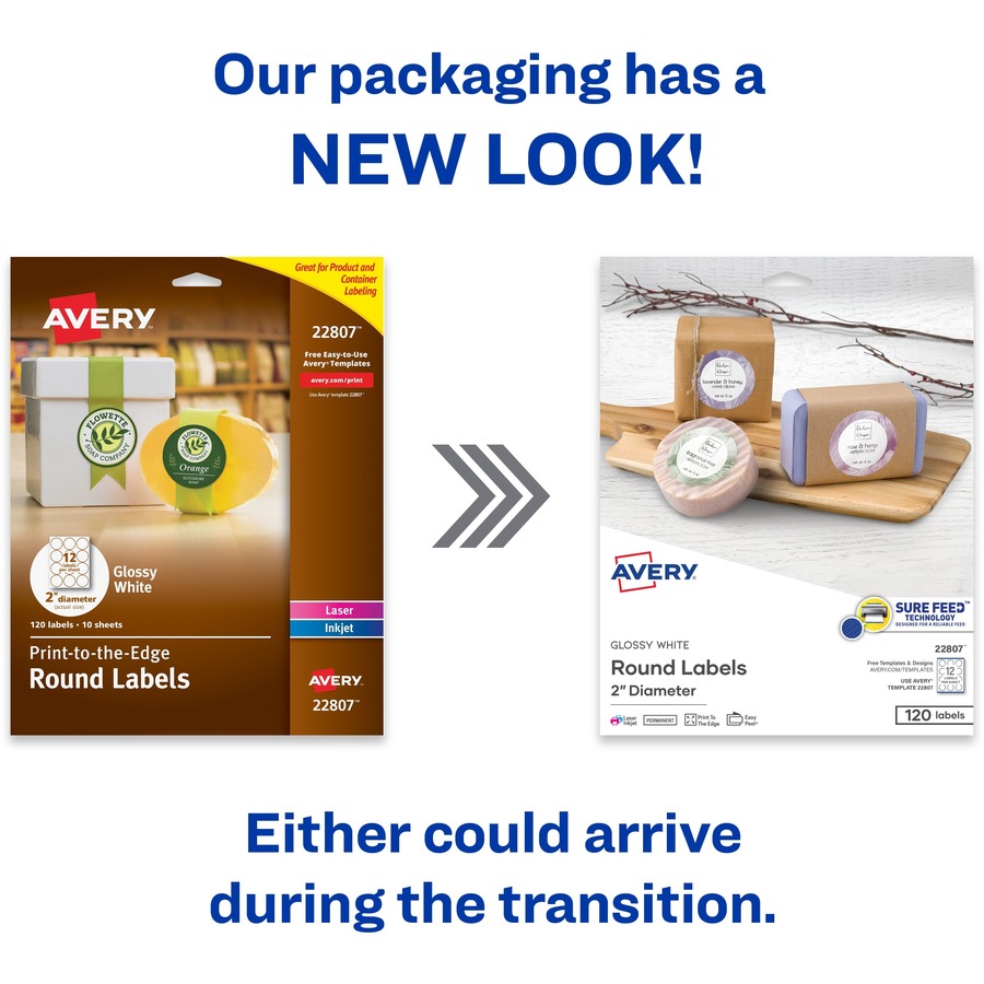 Avery&reg; - Étiquettes ovales blanches brillantes, 1½" x 2½"