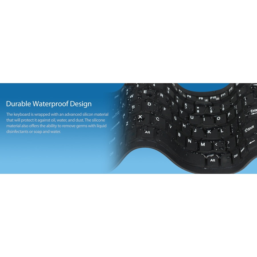 Adesso Antimicrobial Waterproof Flex Keyboard (Compact Size)