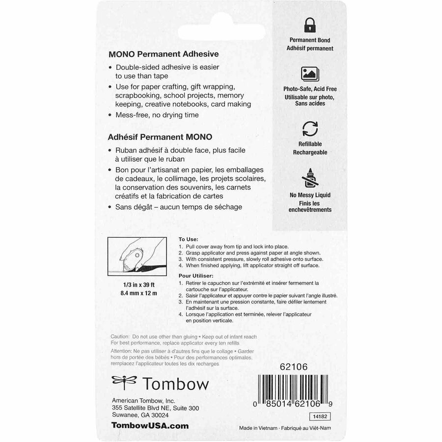 Tombow Mono Permanent Adhesive Applicator Refill