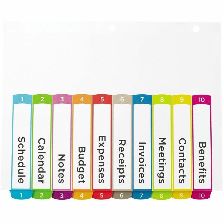 Intercalaires Ready Index&reg; personnalisables avec table des mati&egrave;res 10 onglets, pour imprimantes à laser ou jet d'encre