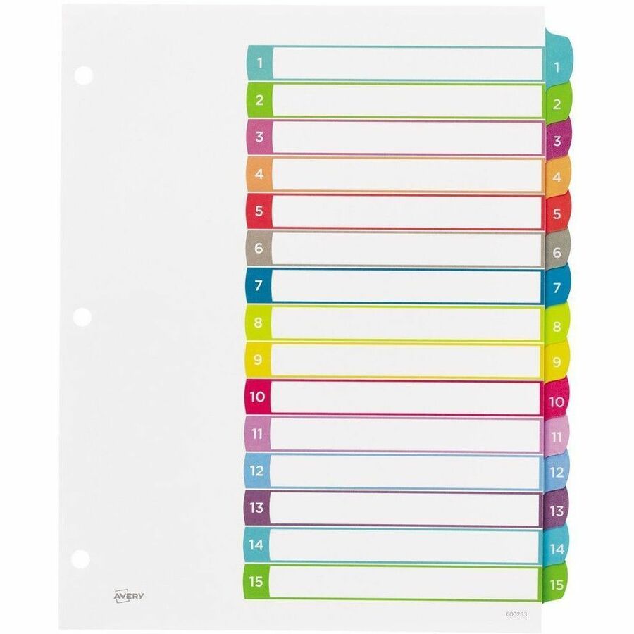 Intercalaires Ready Index&reg; personnalisables avec table des mati&egrave;res 15 onglets, pour imprimantes Laser et Jet d'encre