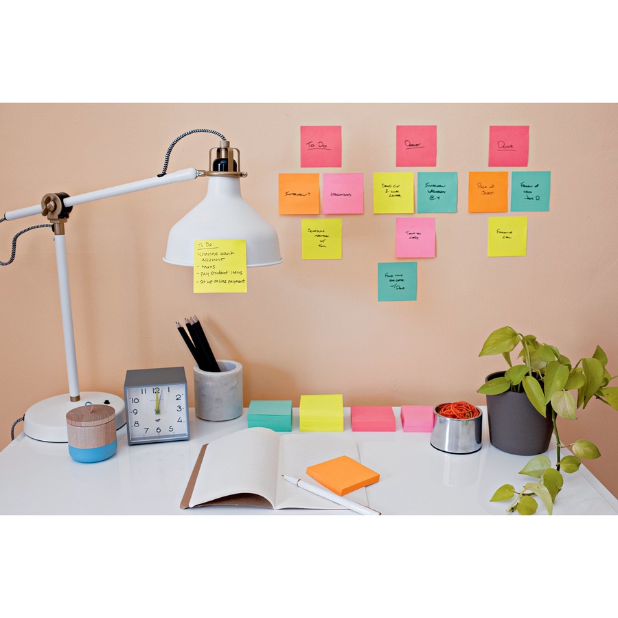 Post-it Notes Super Sticky Pads in Miami Colors, 3 x 3, 90/Pad, 12