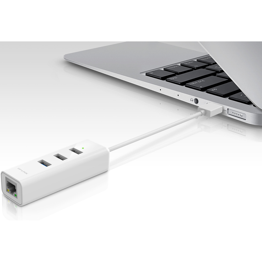 TP-Link (UE330) - USB 3.0 to Ethernet Adapter, Portable 3-port USB Hub with 1 Gigabit