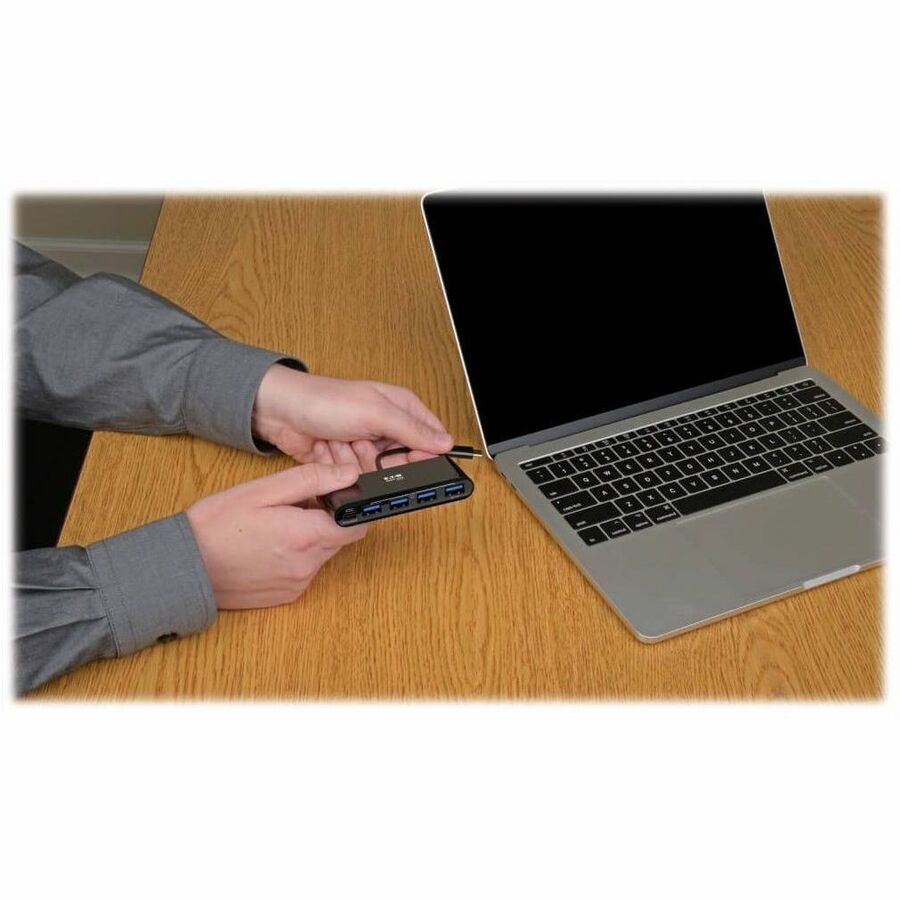 Eaton Tripp Lite Series 4-Port USB-C Hub, USB 3.x (5Gbps), 4x USB-A Ports, 60W PD Charging, Black