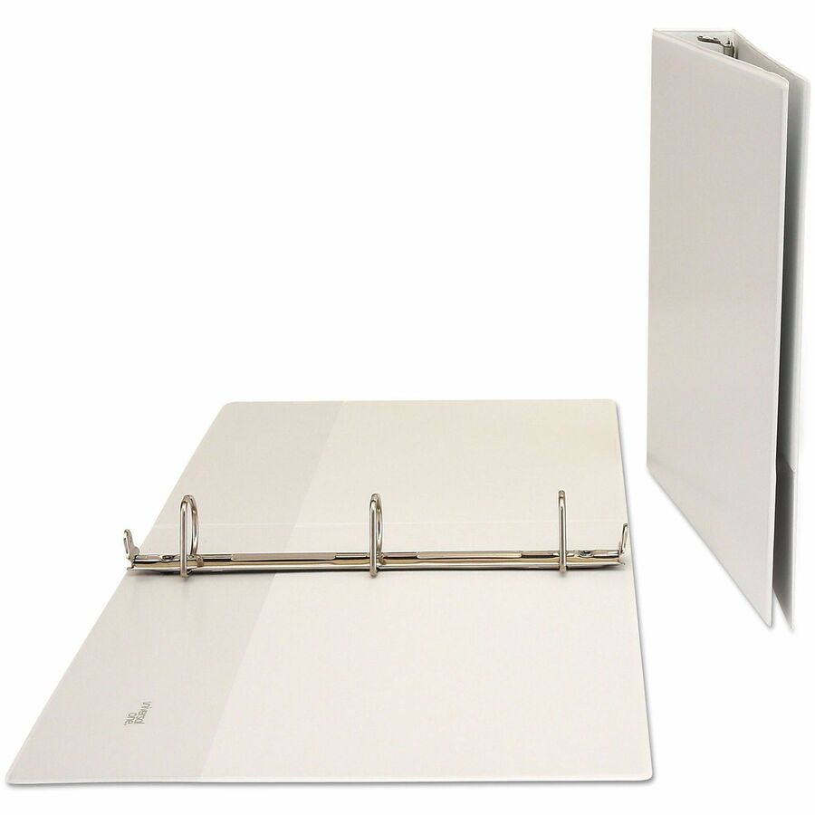 Universal Slant D-Ring View Binder, 3 Rings, 1.5" Capacity, 11 x 8.5, White - 1 1/2" Binder Capacity - Letter - 8 1/2" x 11" Sheet Size - 375 Sheet Capacity - 3 Ring(s) - Fastener(s): Ring - Pocket(s): 2, Inside Front & Back - Polypropylene - White - Non-