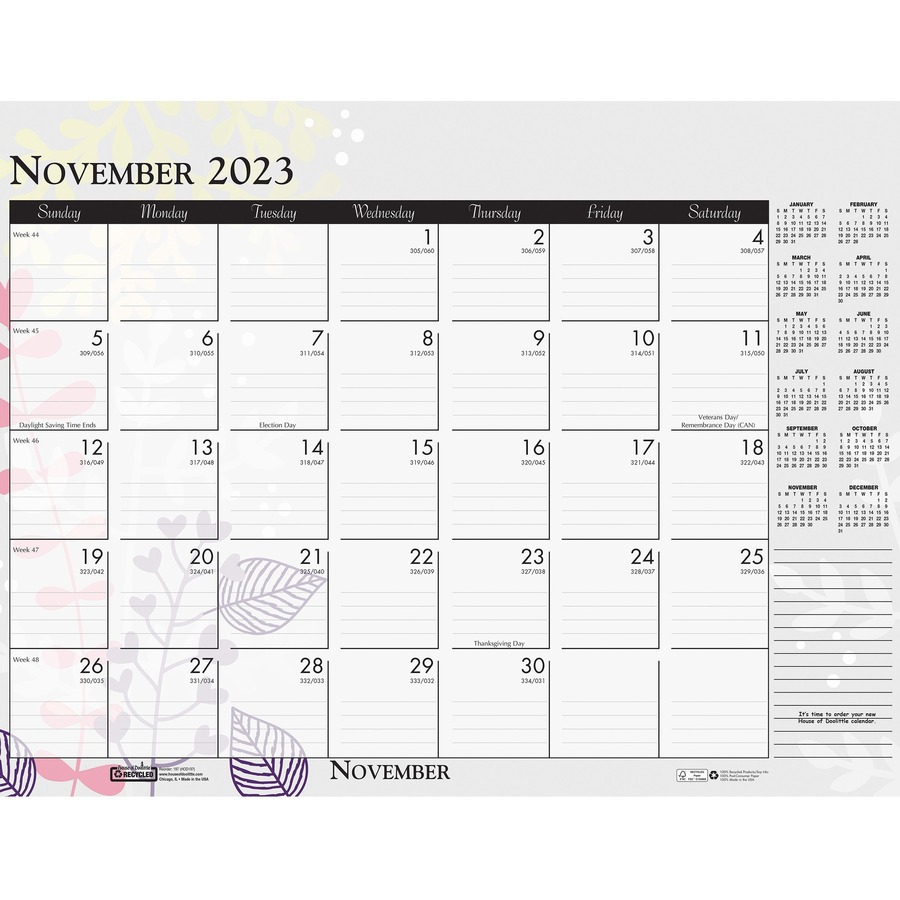 house-of-doolittle-wild-flower-monthly-desk-pad-calendars-refills