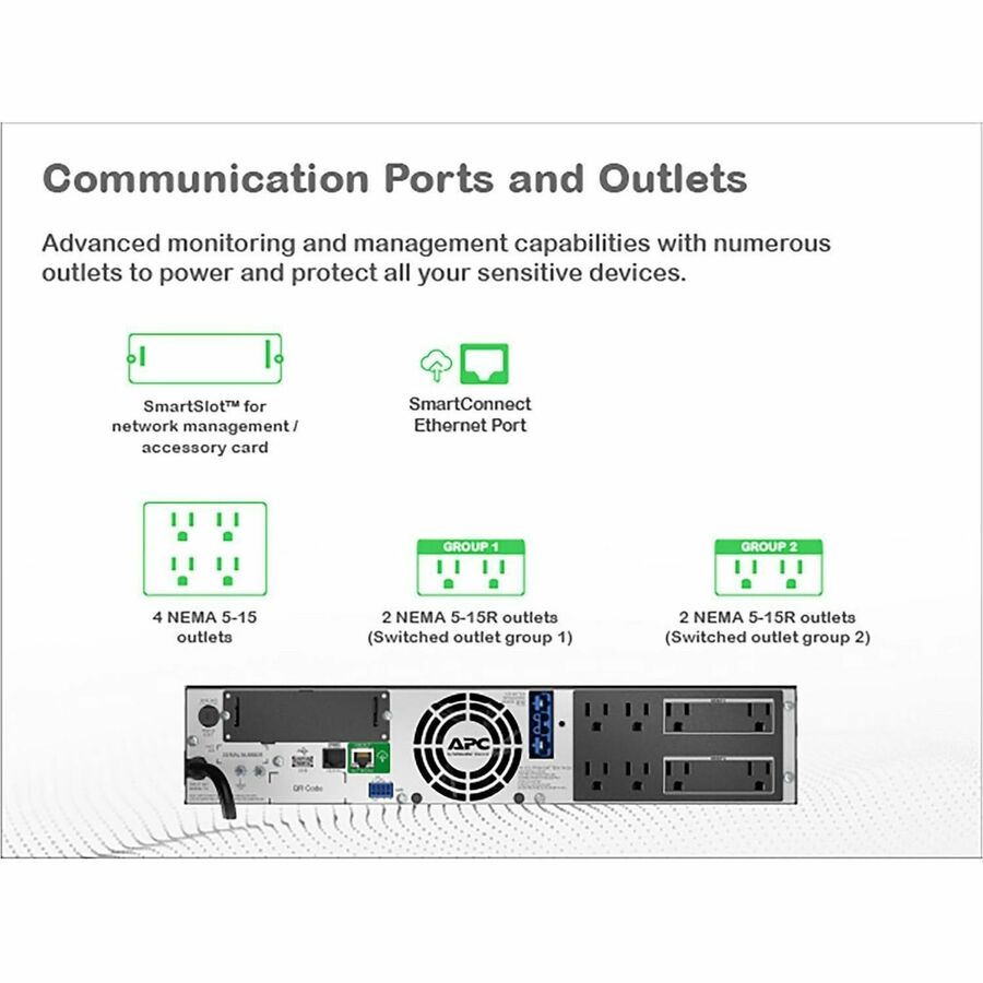 APC Smart-UPS X, Line Interactive, 1000VA, Rack/tower convertible 2U, 120V, 8x 5-15R NEMA, SmartConnect port, Extended runtime
