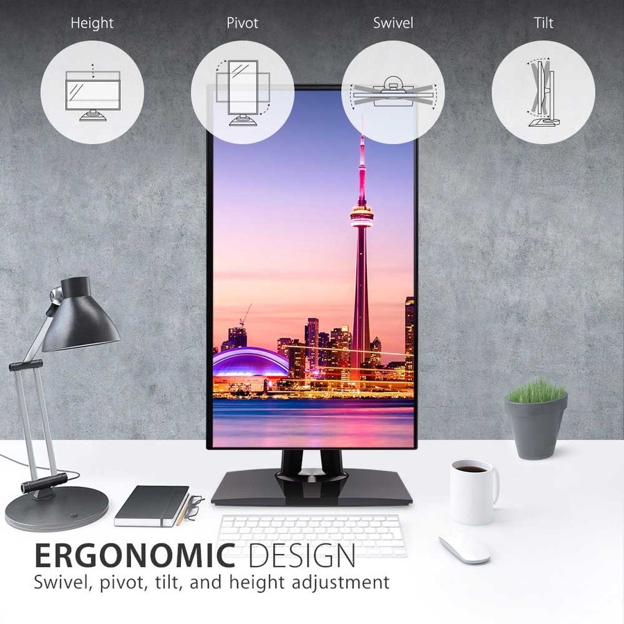 ViewSonic VP2468a 24-Inch Premium IPS 1080p Monitor with Advanced Ergonomics, ColorPro 100% sRGB Rec 709, 14-bit 3D LUT, Eye Care, 65W USB C, RJ45, HDMI, DP Daisy Chain for Home and Office