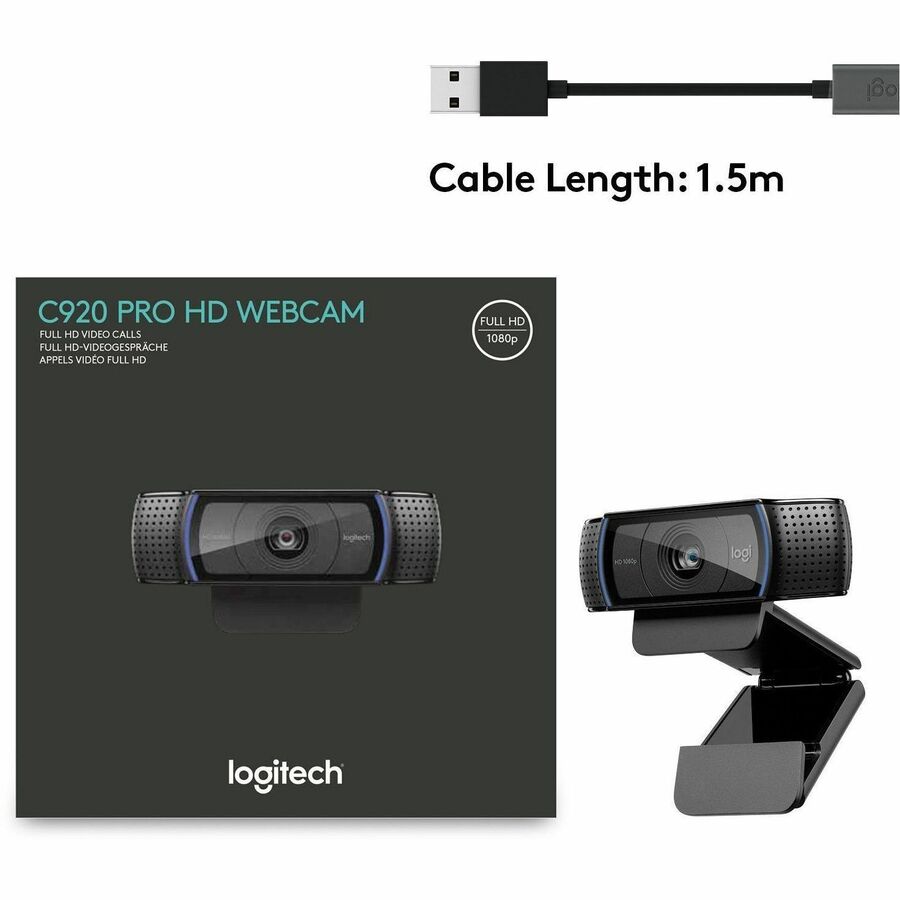 Logitech C920e Webcam - 3 Megapixel - 30 fps - Black - USB Type A 