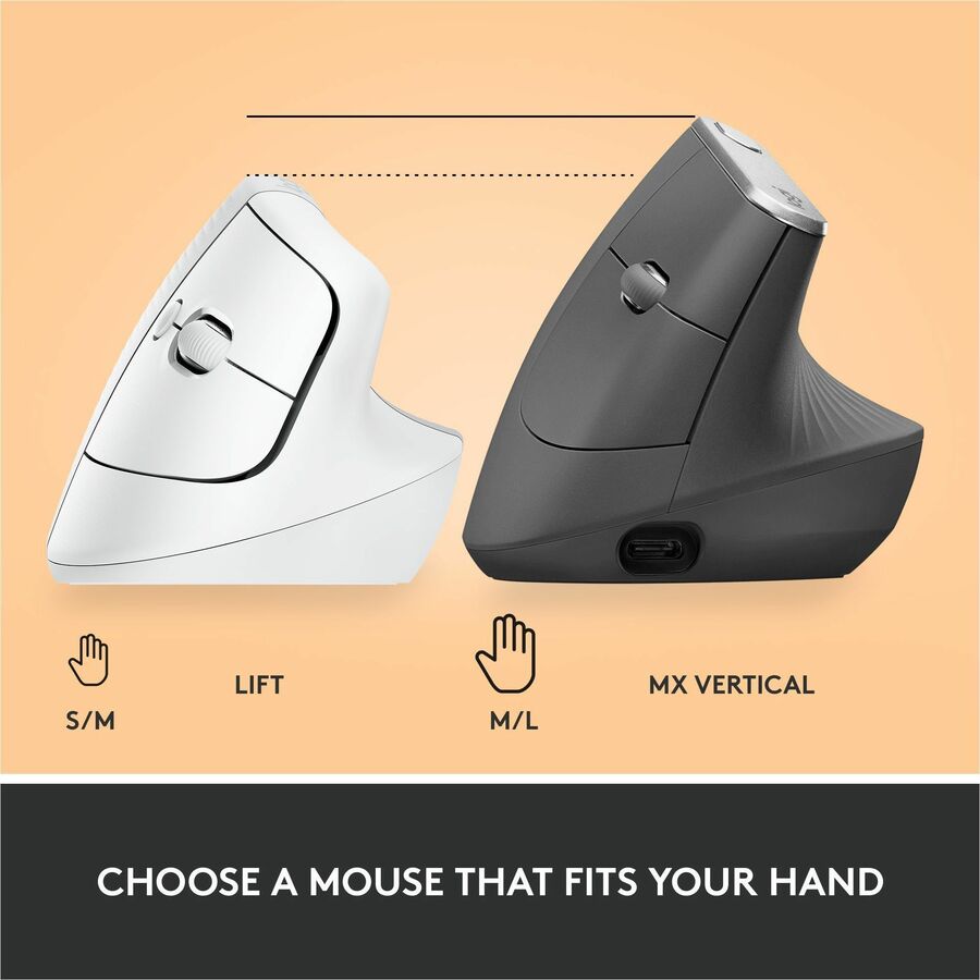 Logitech Lift Vertical Ergonomic Mouse (Off-white)