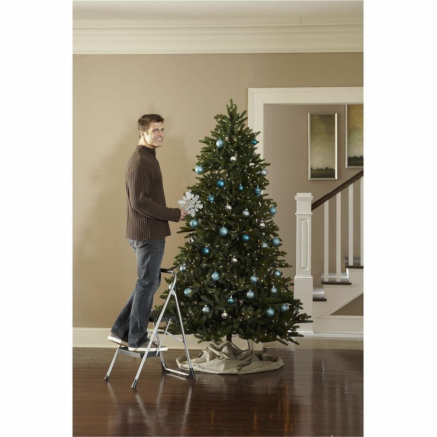 Cosco 2-Step Big Step Folding Step Stool - 2 Step - 200 lb Load Capacity - Type III - 17.7" Width x 22.8" Depth x 34.6" Height - Platinum, Black