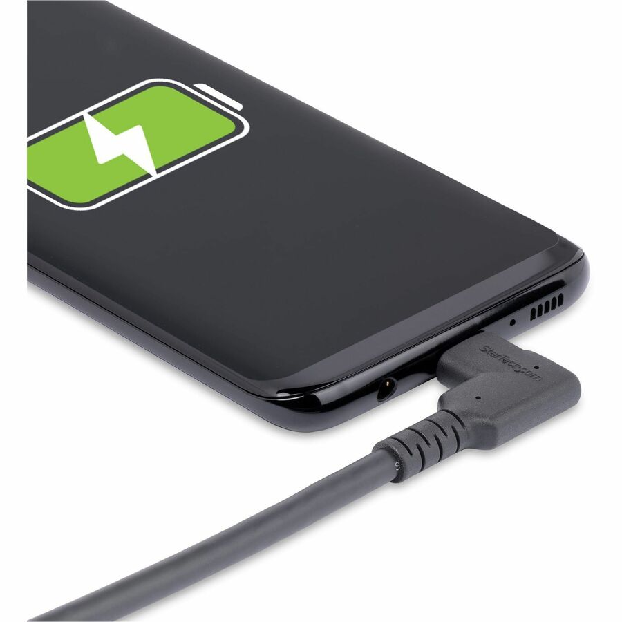 StarTech 6.6ft (2m) USB-C Cable, Right-Angled, USB 5Gbps, 100W (5A) PD, 4K 60Hz DP Alt Mode, Rugged USB C Cord, Thunderbolt Compatible