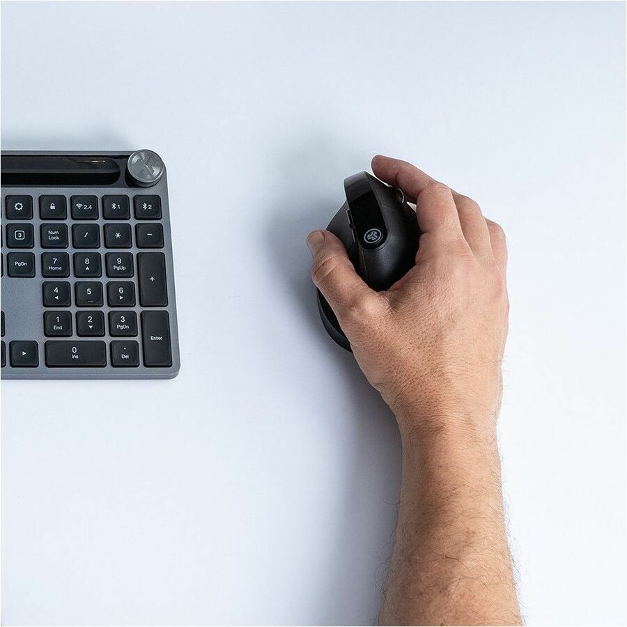 JLAB JBuds Ergonomic Wireless Mouse in black, shown from a top-front angle — alternate view 9