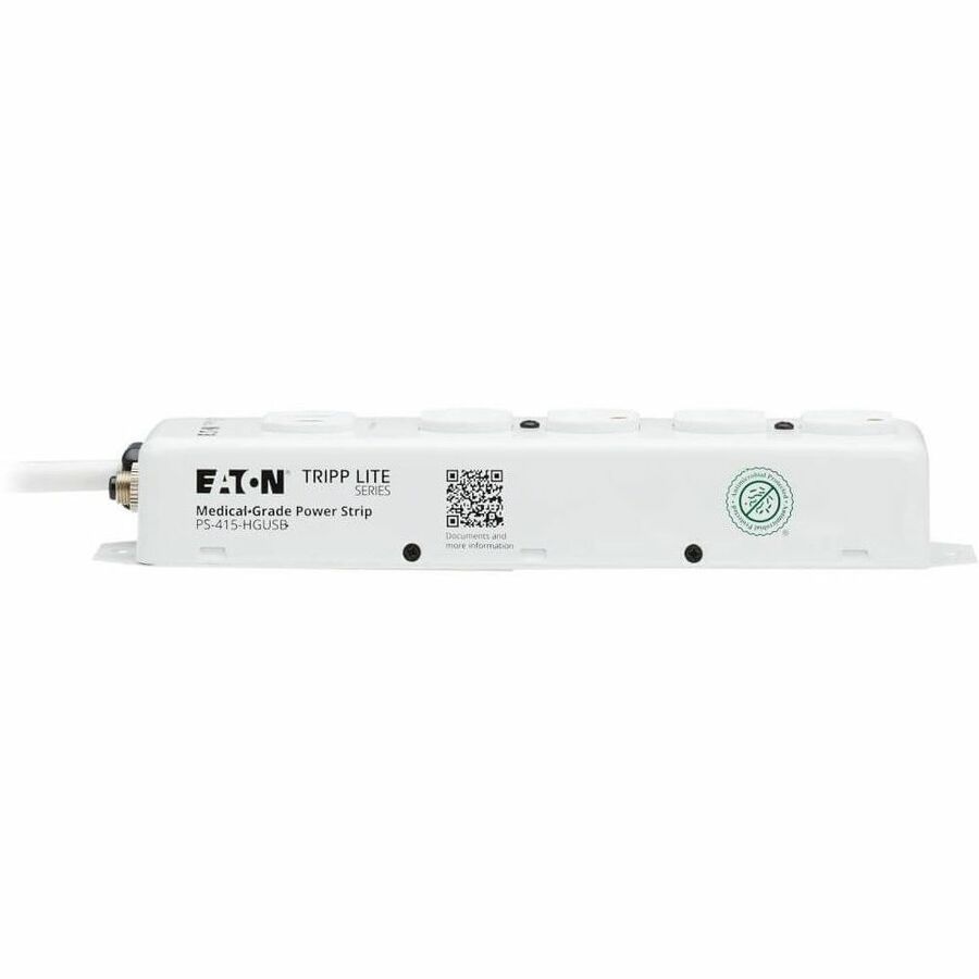 Eaton Tripp Lite Series Safe-IT UL 1363 Medical-Grade Power Strip, 4 Hospital-Grade Outlets, USB Charging, Safety Covers, Antimicrobial, 15 ft. Cord