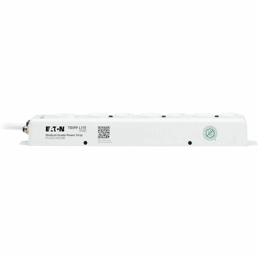 Eaton Tripp Lite Series Safe-IT UL 1363 Medical-Grade Power Strip, 6 Hospital-Grade Outlets, USB Charging, Safety Covers, Antimicrobial, 2 ft. Cord
