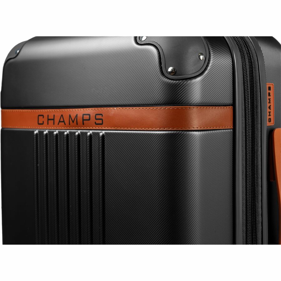 Black polycarbonate carry-on suitcase with spinner wheels for travel — alternate view 9