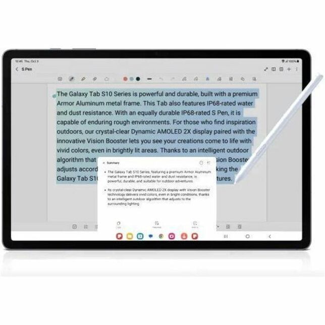 Samsung Galaxy Tab S10+ SM-X820 Tablet - 12.4" WQXGA+ - MediaTek Dimensity 9300+ (MT6989) Octa-core - 12 GB - 512 GB Storage - Android 14 - Moonstone Gray