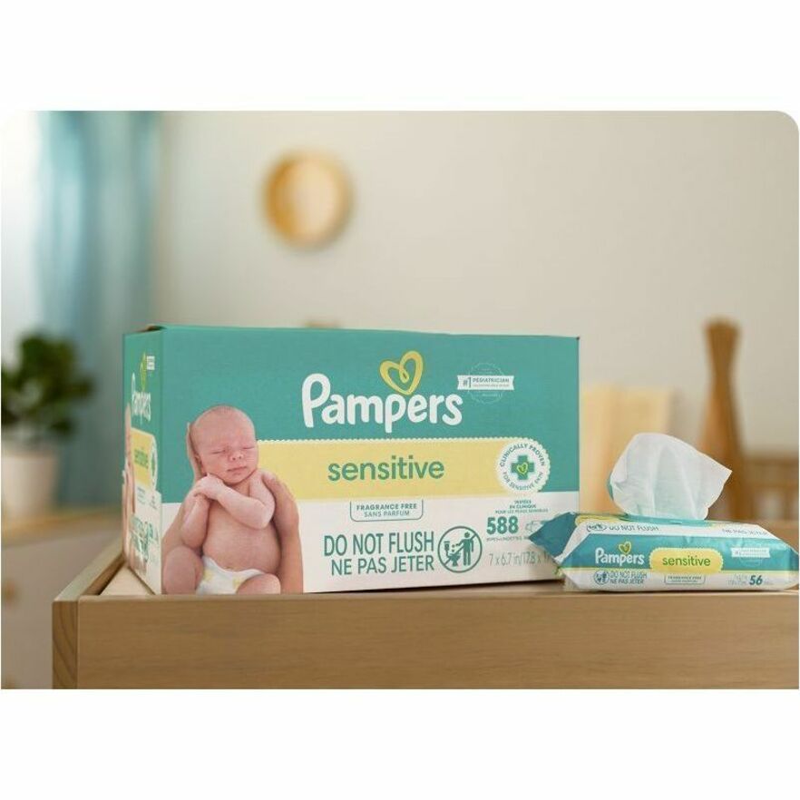Pampers Baby Wipes Sensitive - Unique Softgrip Texture - White - 1 / Carton