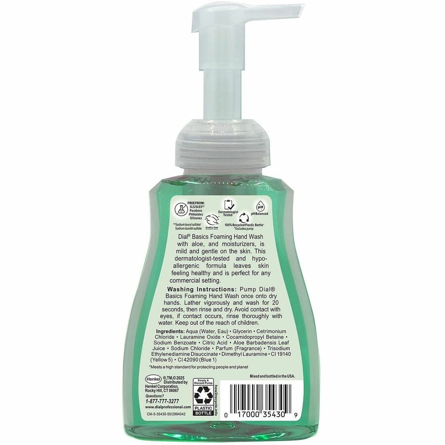 Dial Professional Basics HypoAllergenic Foam Hand Soap - 10 fl oz - Pump Dispenser - Hand, Commercial, Healthcare, School, Office, Restaurant, Daycare - Clear - 1 Each