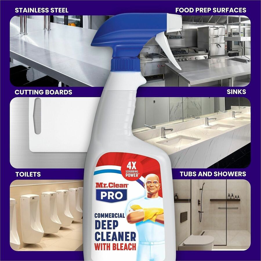 Mr. Clean Deep Cleaner with Bleach - For Multi Surface, Multipurpose - Ready-To-Use - Liquid, Spray - 32 fl oz (1 quart) - Recommended For: Soil Remover, Grime Remover, Mold Remover, Stain Remover, Odor Remover - Alkylphenols-free, Benzene-free, Lead-free