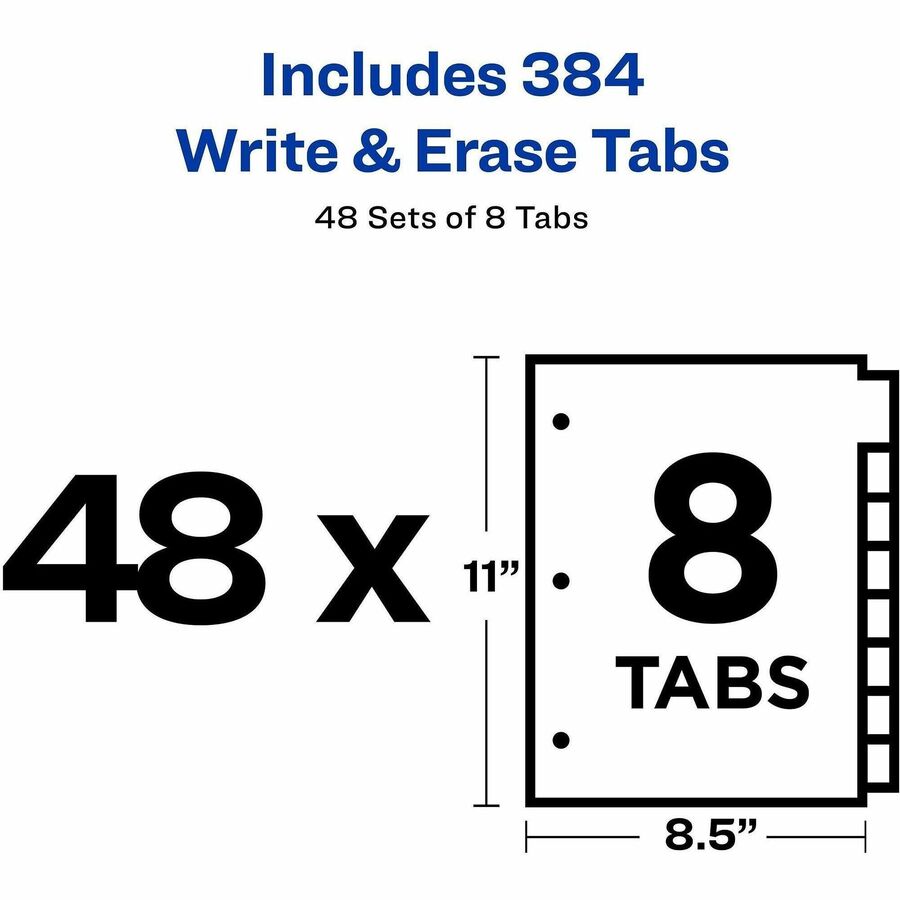 Avery&reg; - Grand onglet Intercalaires &eacute;criture et effa&ccedil;ables 8 onglets
