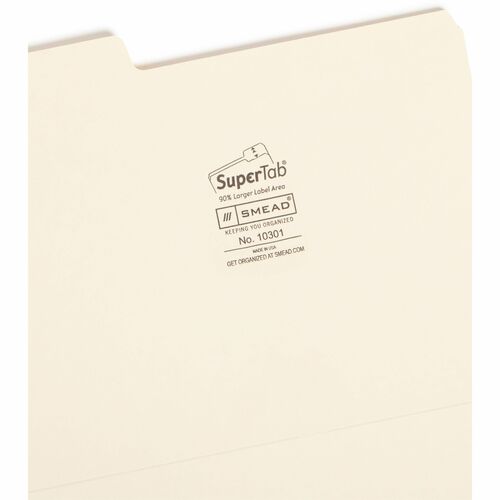Smead SuperTab File Folders, 1/3 Cut Top Tab, Letter, Manila, 100