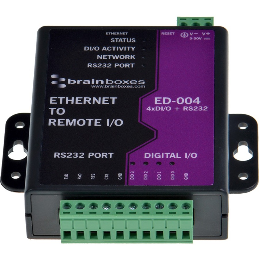 Brainboxes - Ethernet to 4 Digital IO and RS232 Serial Port