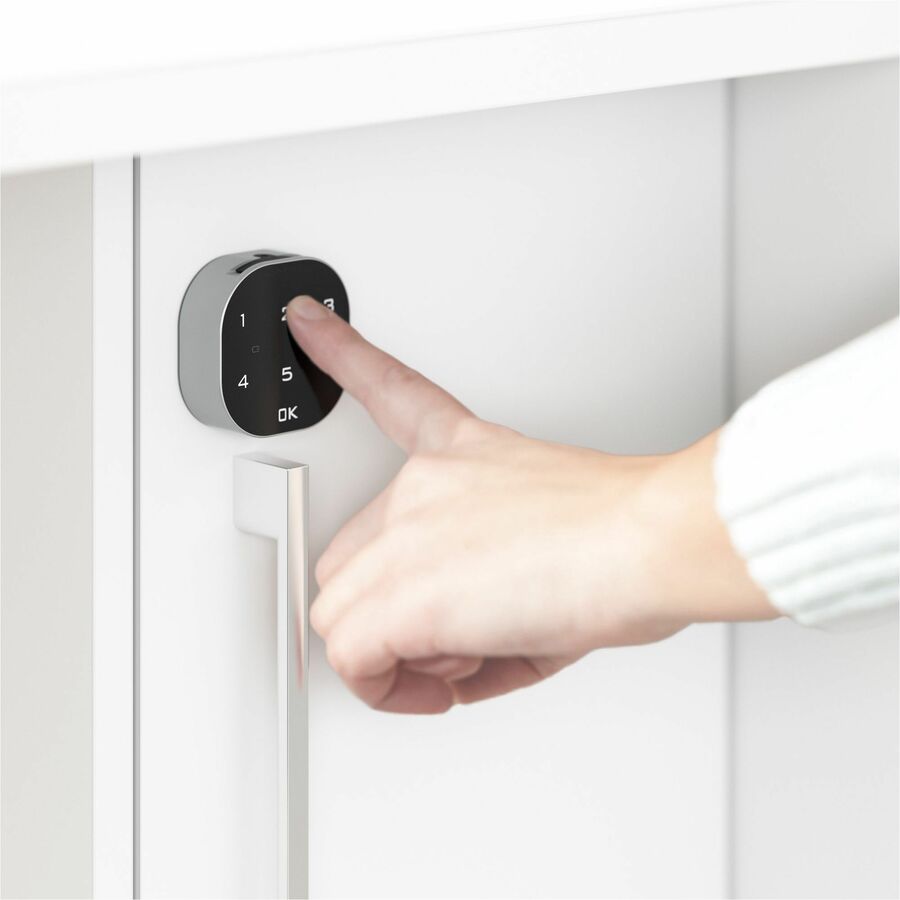 Picture of Hustle Large Storage Cabinet, 48H x 59W x 30D, White Melamine, 1 Adj Shelf, Grommet w/AC & USB, EA