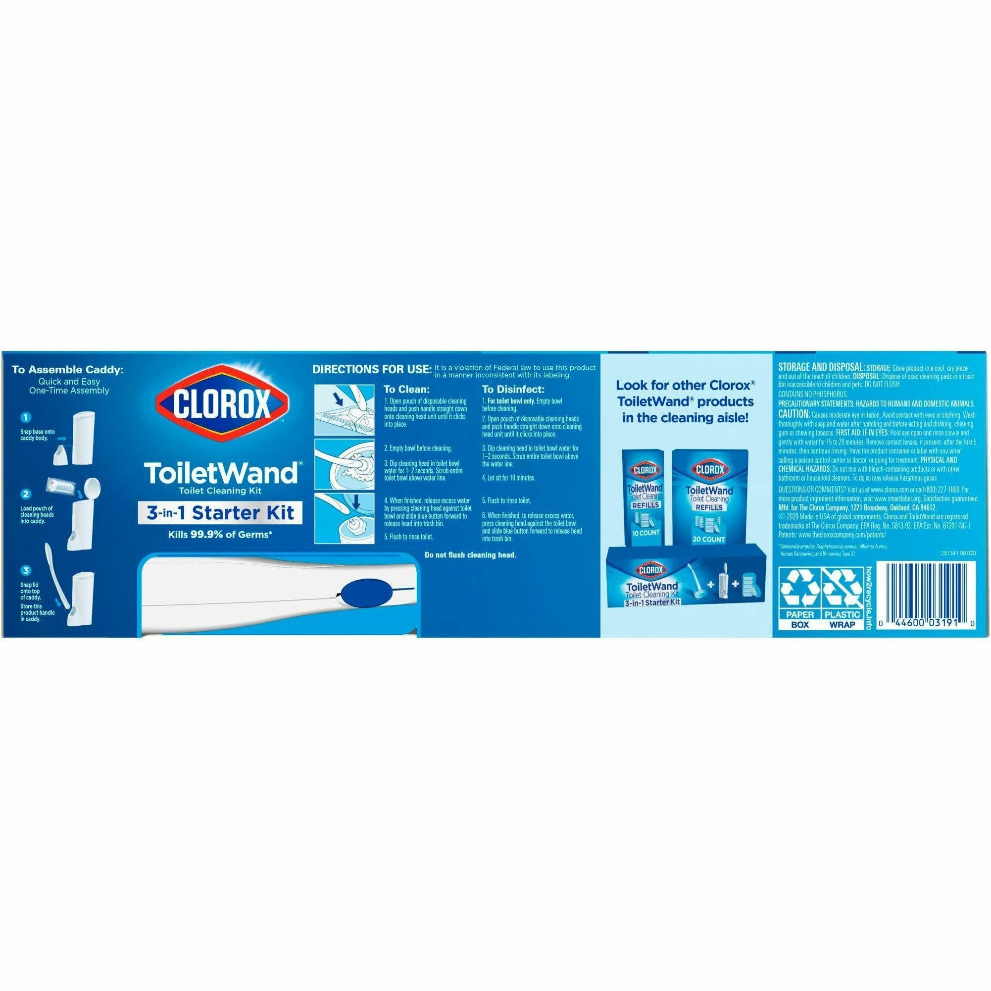 Clorox ToiletWand Disposable Toilet Cleaning Kit, Brush, Bathroom Cleaning  System with Storage Caddy and 6 Disinfecting Refill Heads (Package May